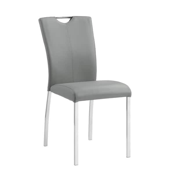 Acme Furniture Pagan Chrome and Gray Leatherette Side Chair