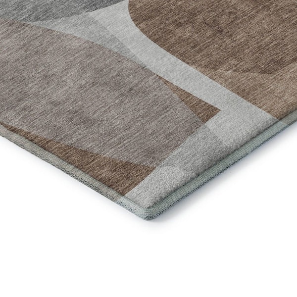 Mayfield Premium Machine Washable Abstract AMF2121 Mocha 9 ft. x 12 ft. Area Rug