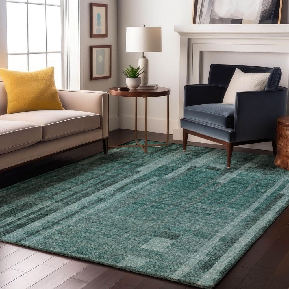 Mayfield Premium Machine Washable Abstract AMF1063 Teal 5 ft. x 7 ft. 6 in. Area Rug price history on PriceWatchPro