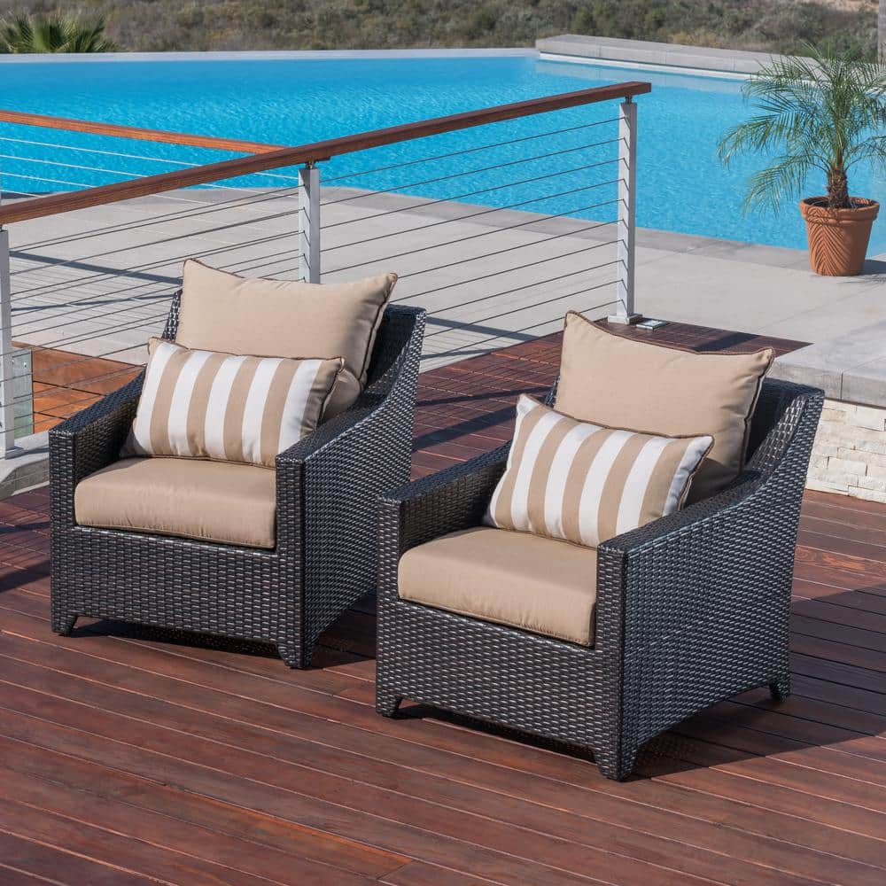 Maxim Beige Aluminum and Wicker Club Chair with Cushions