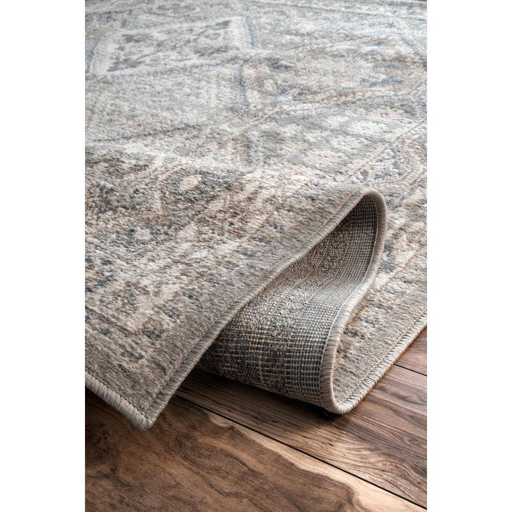 Gray Synthetic Reversible Stain-Resistant Runner Rug 2'6" x 6'