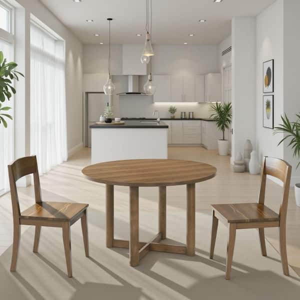 Billie Brown Wood 45.75 in. Cross Legs Dining Table Seats-4