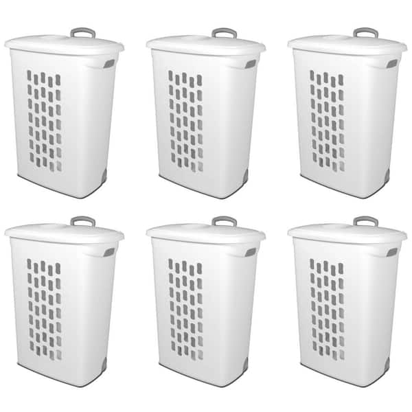 Sterilite White Laundry Hamper With Lift-Top, Wheels, And Pull Handle (6  Pack) 6 x 12228003 - The Home Depot