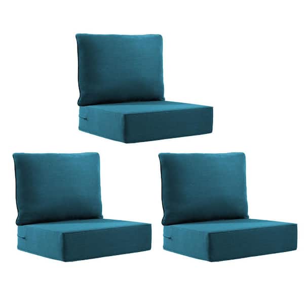 22 in. x 24 in. x 6 in. 6-Piece Olefin Deep Thick Seating Outdoor Lounge Chair Sofa Replacement Cushion in Peacock Blue