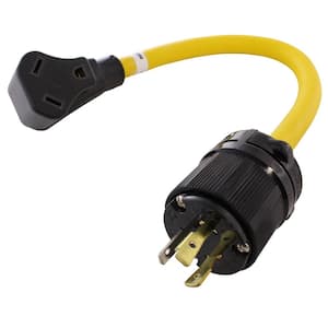AC Connectors 1.5 ft. 10/3 L5-20P 20 Amp 3-Prong Locking Plug to 30 Amp RV Generator Adapter