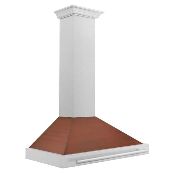 36 in. 400 CFM Convertible Wall Mount Range Hood in Fingerprint Resistant Stainless with Copper Shell and Steel Handle