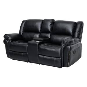Furniture of America Stocklin 74 in. Dark Gray Faux Leather 2-Seats  Loveseats with Cup Holders IDF-9903-LV - The Home Depot