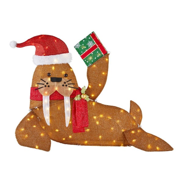 Home Accents Holiday 33 in Warm White LED Walrus Holiday Yard Decoration