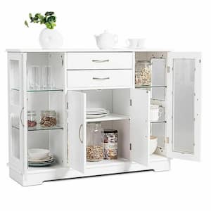 Buffet Storage Cabinet Console Cupboard with Glass Door Drawers Kitchen Dining Room