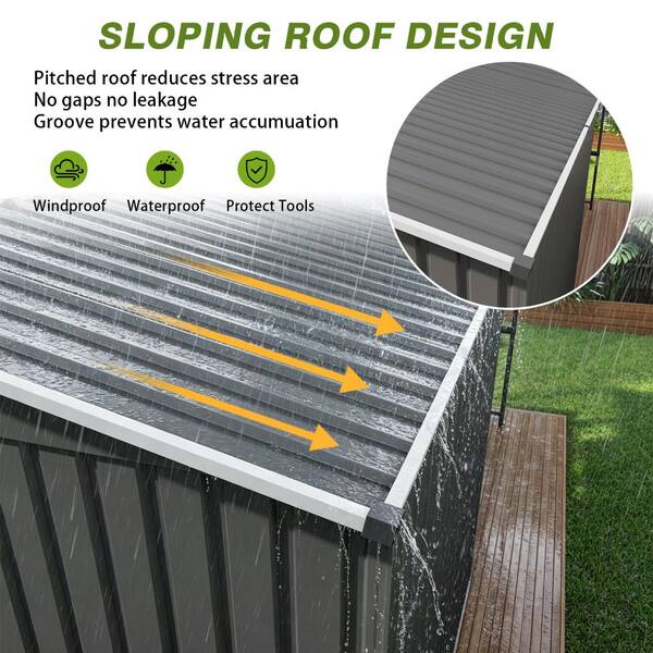 ISAYAMAX Houkago buy & eat club ジークレー額付 4 ft. W x 12 ft. D Gray 2-in-1 Metal Outdoor Storage Shed