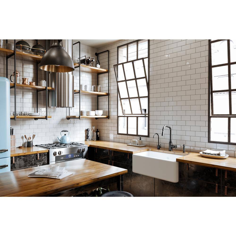 White Fireclay 30" Single Bowl Farmhouse Kitchen Sink