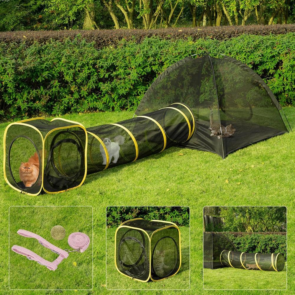 vivohome-outdoor-cat-enclosures-3-in-1-portable-catio-with-cat-tent