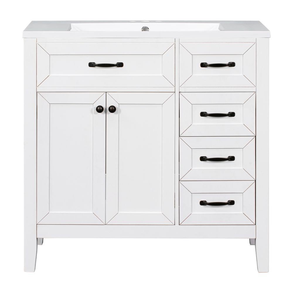 35.98 in. W x 18.03 in. D x 35.98 in. H Freestanding Bath Vanity in White w