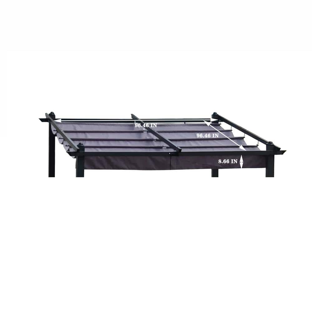 Gray 10' x 10' Outdoor Retractable Pergola Sun Shade Canopy