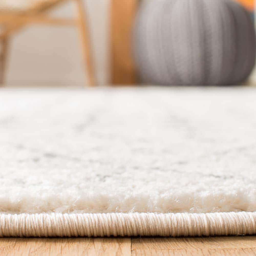 Bohemian Bliss Ivory & Grey Hand-Knotted 8' x 10' Synthetic Area Rug