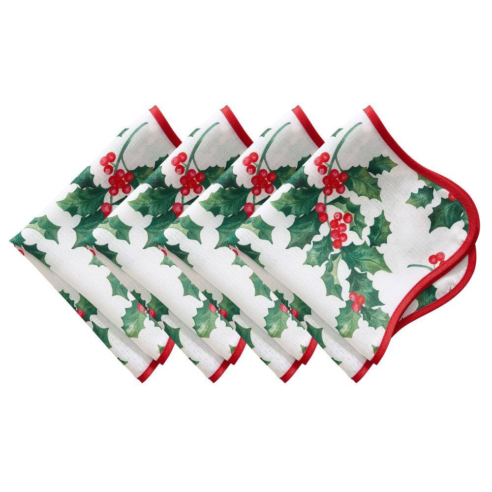 "Vintage Holly Scallop Border Napkins, Set of 4, Multicolor - 17""W x 17""L" price history on PriceWatchPro