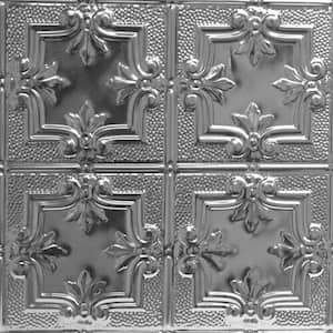 Antoinette Steel (Unfinished) 2 ft. x 2 ft. Decorative Tin Style Lay-in Ceiling Tile (48 sq. ft./Case)