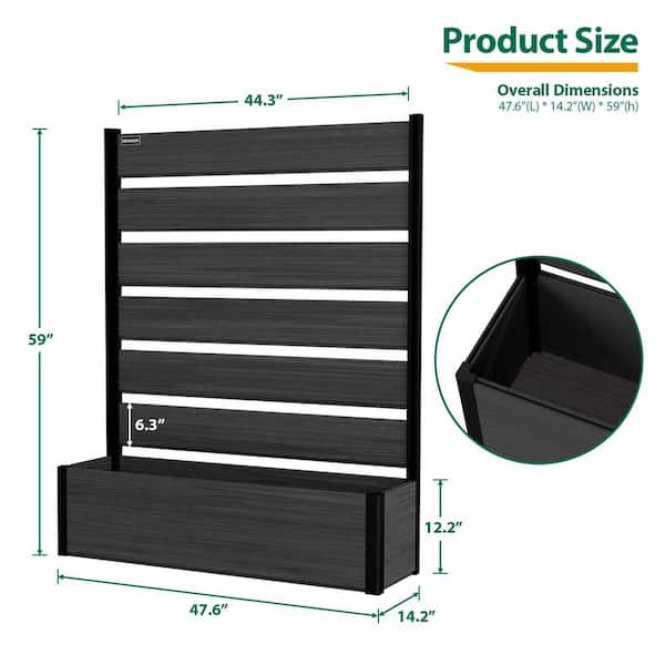mondaria 14 in. W x 59 in. H Black Composite Wood Panels Planter