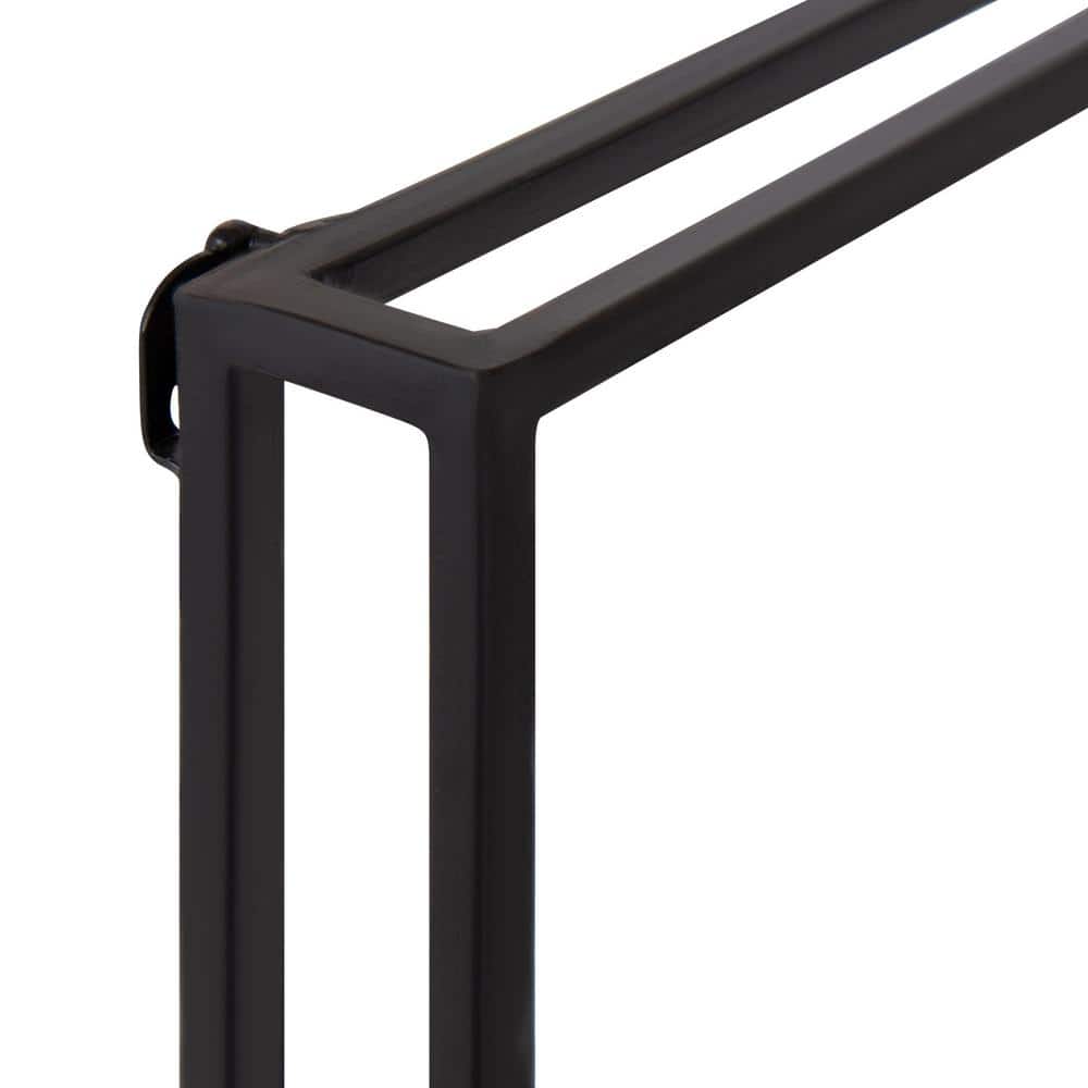Lintz 32" Black Iron Rectangular Vanity Mirror with Shelf