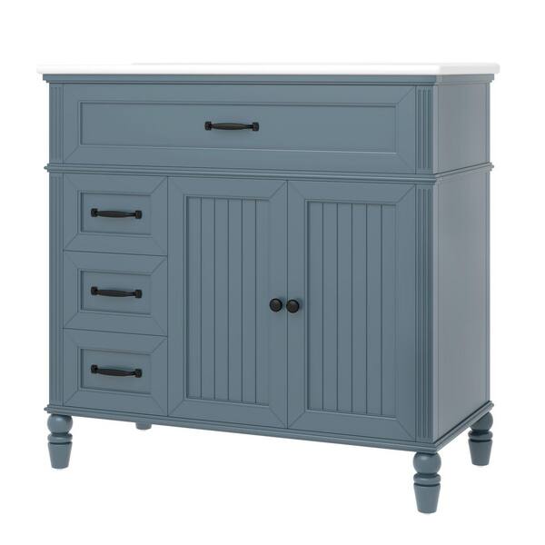 Ziyudura 36 in. Single Sink Freestanding Blue Bath Vanity with