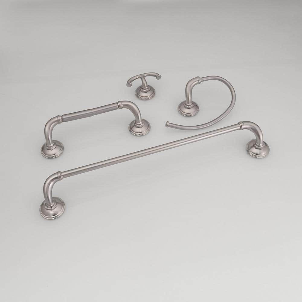 Brushed Nickel 24-Inch Metal 4-Piece Bath Hardware Set