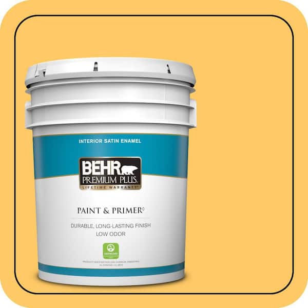 BEHR PREMIUM PLUS 5 gal. #P270-5 Fuzzy Duckling Satin Enamel Low Odor Interior Paint & Primer