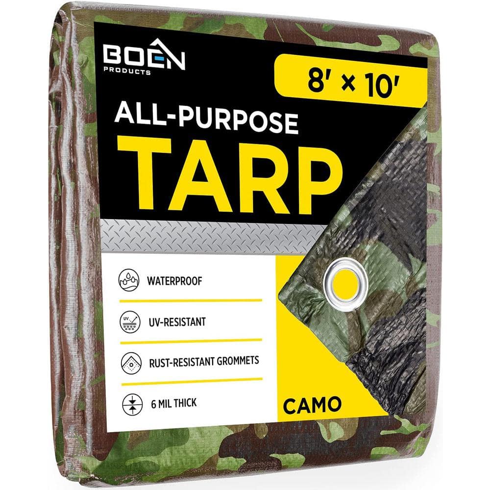 8 ft. x 10 ft. Multi-Purpose Camouflage Poly Tarp Cover 6 Mil Thick Weave M