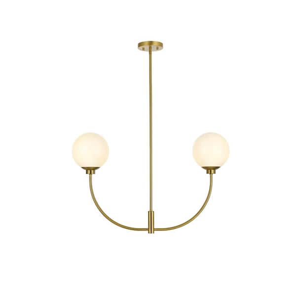 Unbranded 42 in. Home Living 2-Light Brass Chandelier with No Bulbs Included