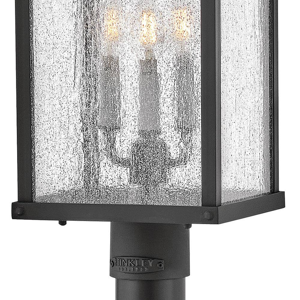 Museum Black Aluminum Outdoor Pier Mount Light with Clear Seedy Glass