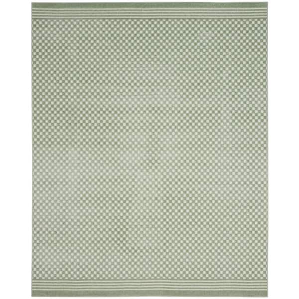 Nourison Casual Green 9 ft. x 12 ft. Checker Contemporary Area Rug