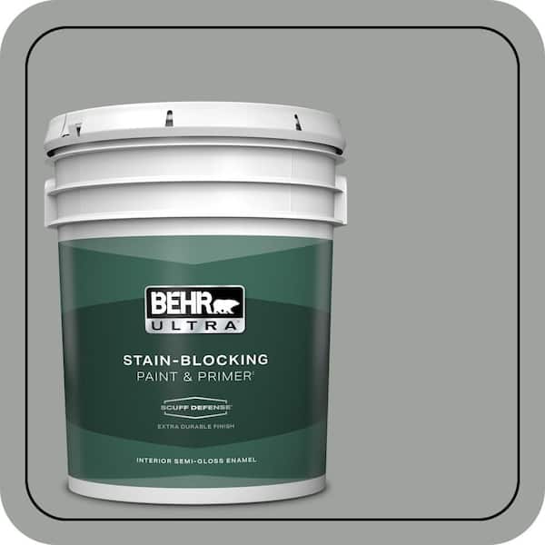 BEHR ULTRA 5 gal. #710F-4 Sage Gray Extra Durable Semi-Gloss Enamel Interior Paint & Primer