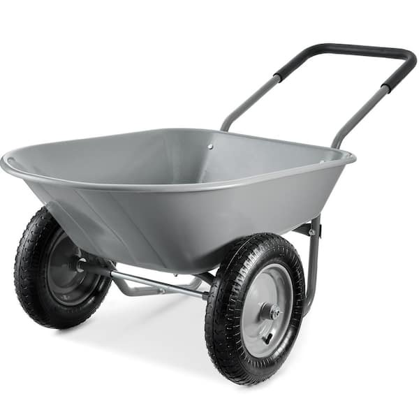 Best Choice Products 5 cu. ft. Gray Plastic Wheelbarrow with Padded Handles