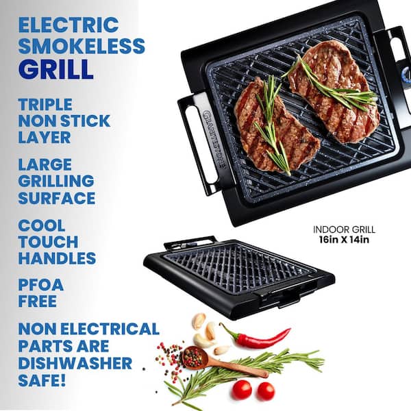 Healthy Non-Toxic PFAS Free Cookware - Elite XL Smoke-less Grill & Griddle | Premiere Stainless Steel by GreenPan 3375216