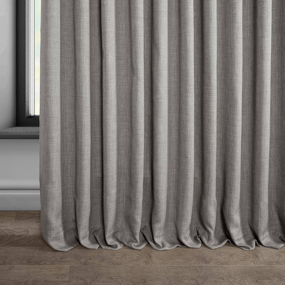 Clay Textured Faux Linen 96" Blackout Window Curtain