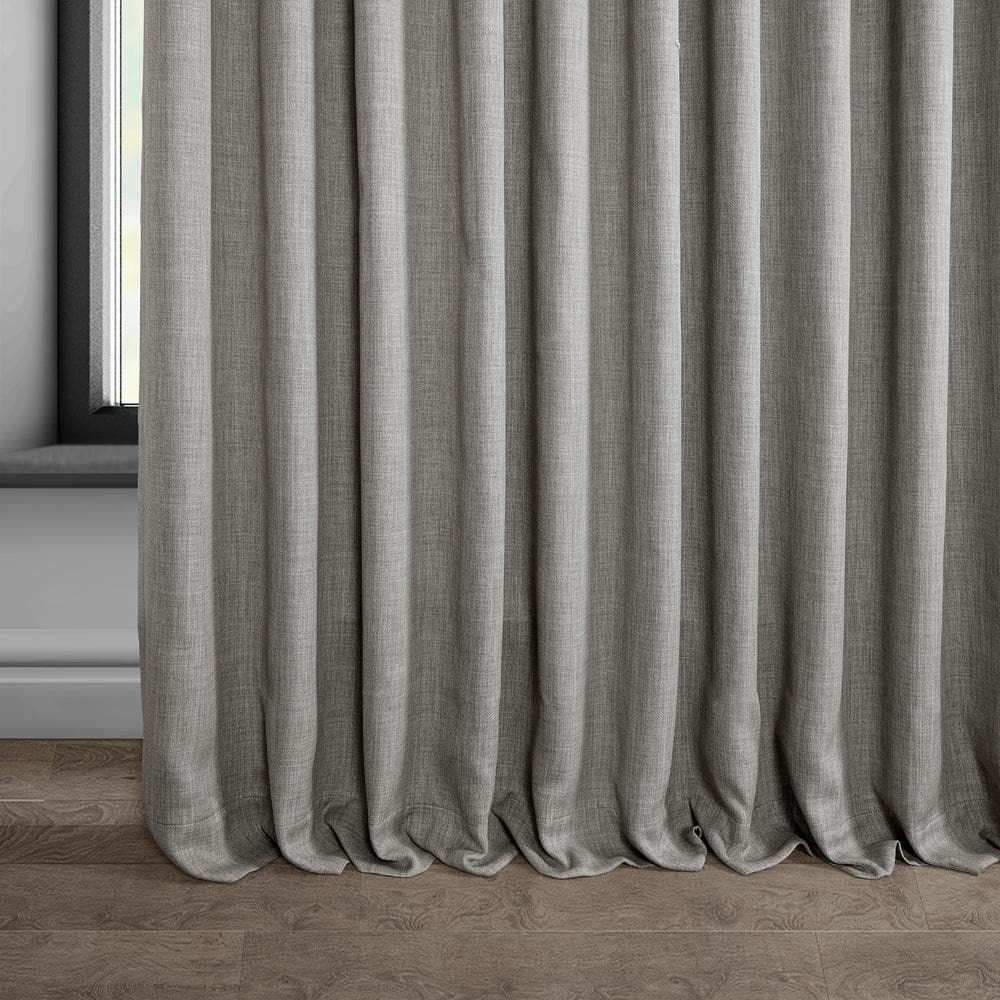 Clay Extra Wide Blackout Faux Linen Window Curtain