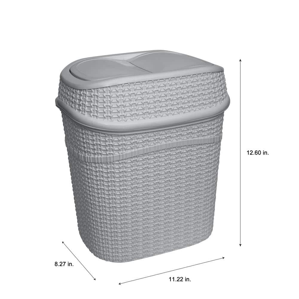Gray Plastic Sailor Knot Swing Top Trash Can