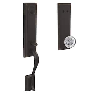 Schlage Custom Addison Aged Bronze 3/4 Trim Dummy Door Handleset with Hobson Glass Door Knob Schlage Custom Addison Aged Bronze 3/4 Trim Dummy Door Handleset with Hobson Glass Door Knob