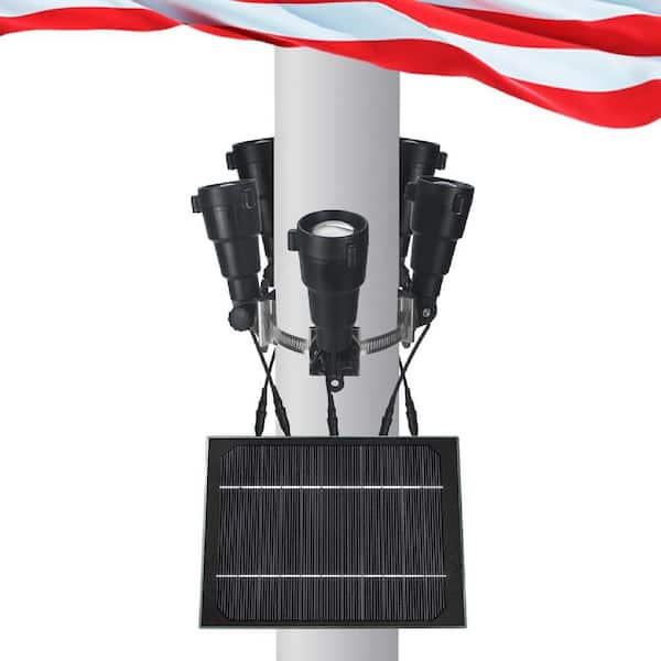 Phewnyzo 1000 Lumens 5 in 1 Brightest LED Fits 2-6 in. Diameter Dusk to Dawn Waterproof Outdoor Solar Flag Light