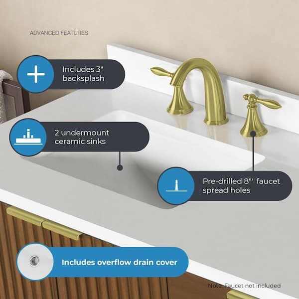 OVE Decors Gabi 72 in., Double Sink Warm Walnut Bath Vanity with