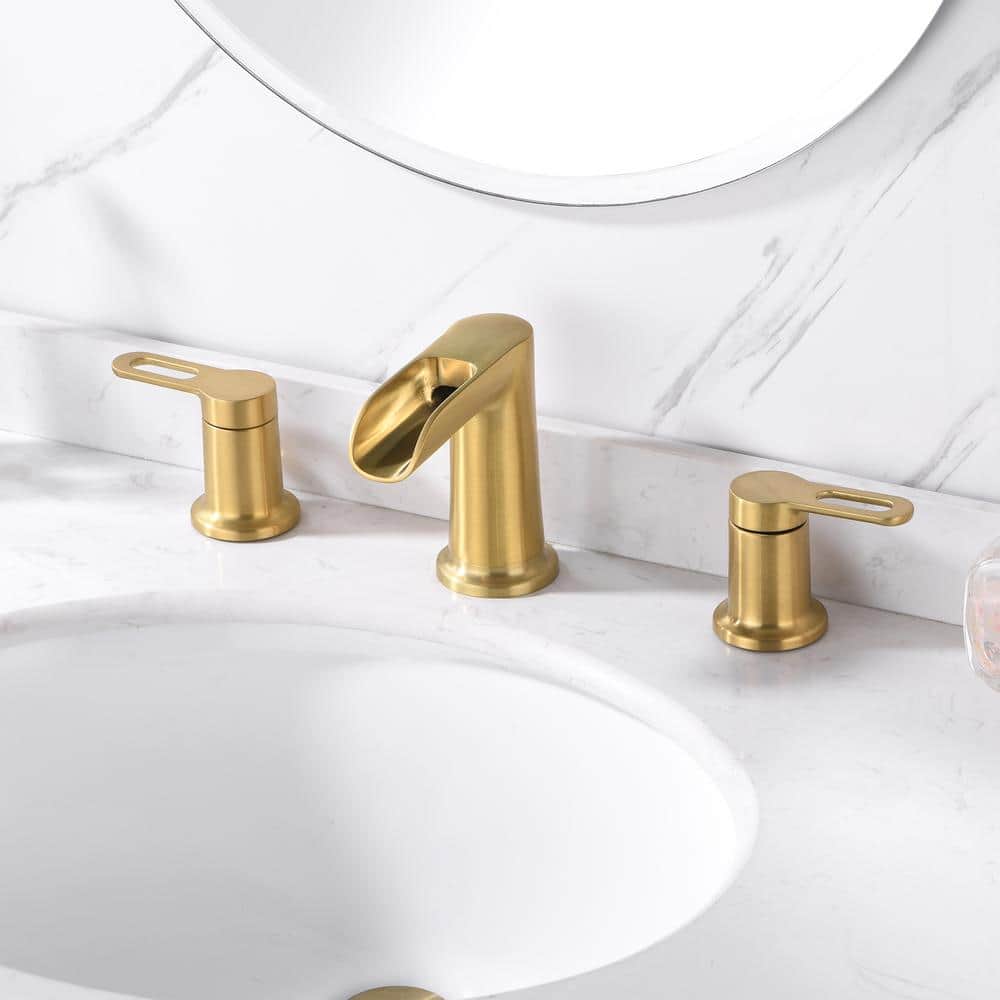 VividFall 8-inch Brushed Gold Widespread 2-Handle Bathroom Faucet