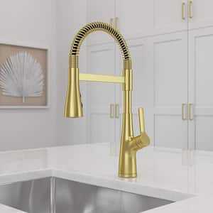 Neera Single-Handle Culinary Pull-Down Sprayer Kitchen Faucet in Brushed Gold