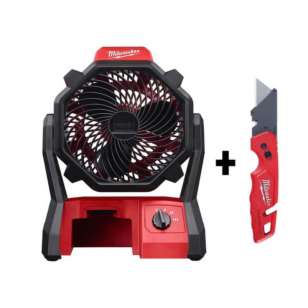 Reviews For Milwaukee M18 18 Volt Lithium Ion Cordless Jobsite Fan With Fastback Folding Utility Knife 0886 20 48 22 1501 The Home Depot