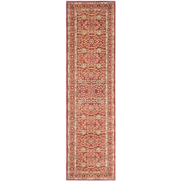 SAFAVIEH Valencia Red 2 ft. x 12 ft. Border Runner Rug VAL120R-212 ...