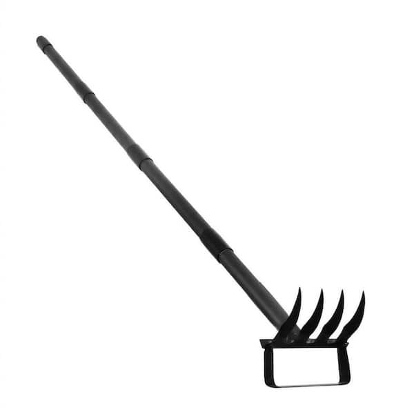 62.6 in. 2-in-1 Stirrup Hoe with Adjustable Handle, 4-Tine Weeding Rake Tiller for Efficient Garden Cultivation