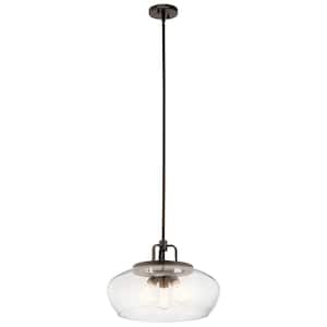 Davenport 3-Light Olde Bronze Transitional Shaded Kitchen Convertible Pendant Hanging Light to Semi-Flush