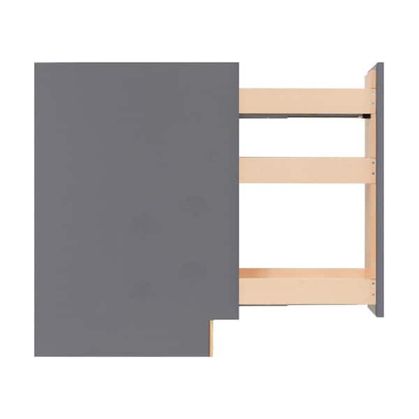 LIFEART CABINETRY Lancaster Gray Plywood Shaker Stock Assembled Base Spice Drawer Kitchen Cabinet 6 in. W x 34.5 in. H x 24 in. D