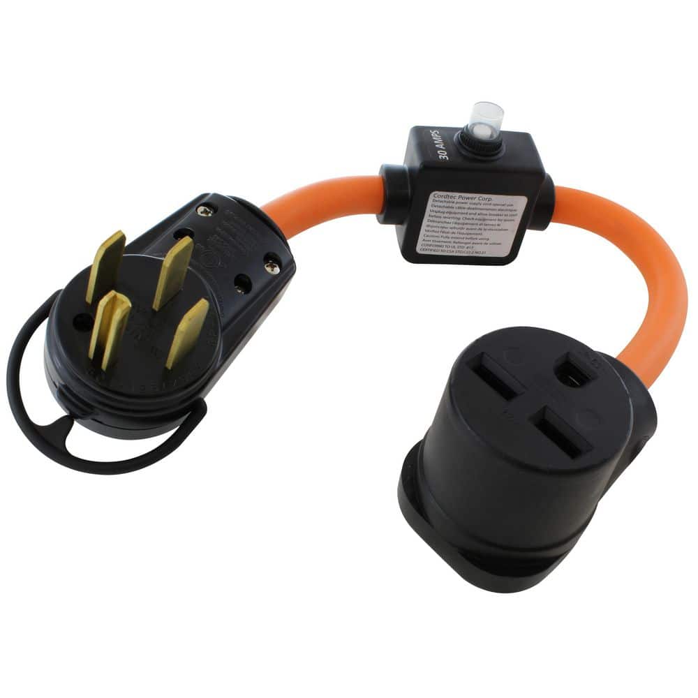 AC WORKS 14-50P 4-Prong Plug to 6-30R 3-Prong Connector With 30A