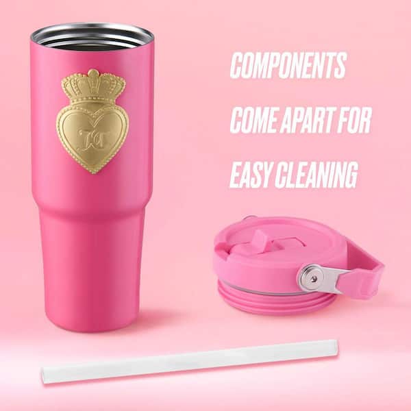 JUICY COUTURE Flip Flow 30 oz. Hot Pink Stainless Steel Screw Top