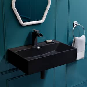 Claire 23.63 in. Rectangle Wall Mount Bathroom Sink in Matte Black