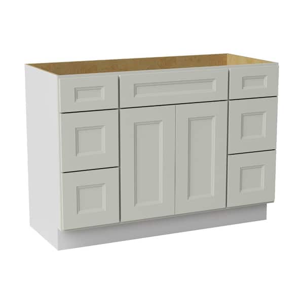 48 in. W x 21 in. D x 34.5 in. H Ready to Assemble Double Shaker Bath Vanity Combo Cabinet in Laguna Grey